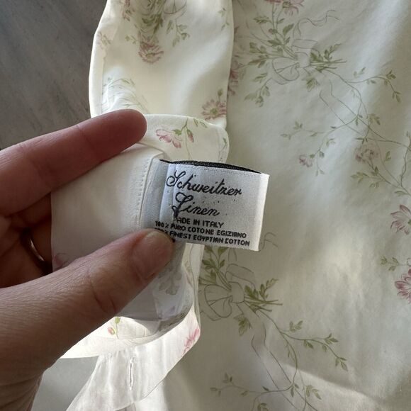 Schweitzer Linens Hemstitch Standard Pillowcase Sham Pink Hem Embroidery Italy - Picture 9 of 16